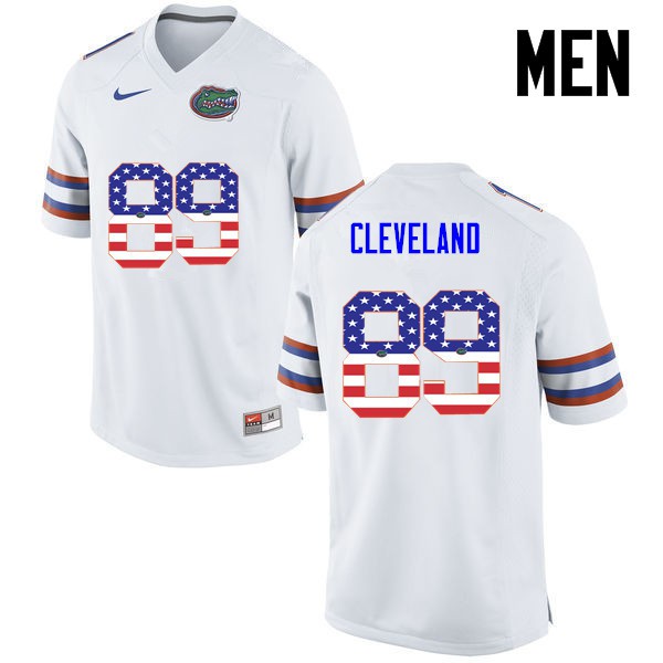 Florida Gators Men #89 Tyrie Cleveland College Football USA Flag Fashion White